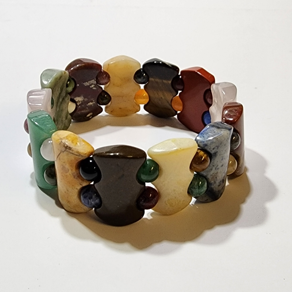 Multi Gemstone Section Stretch Bracelet Tigers Ey… - image 5